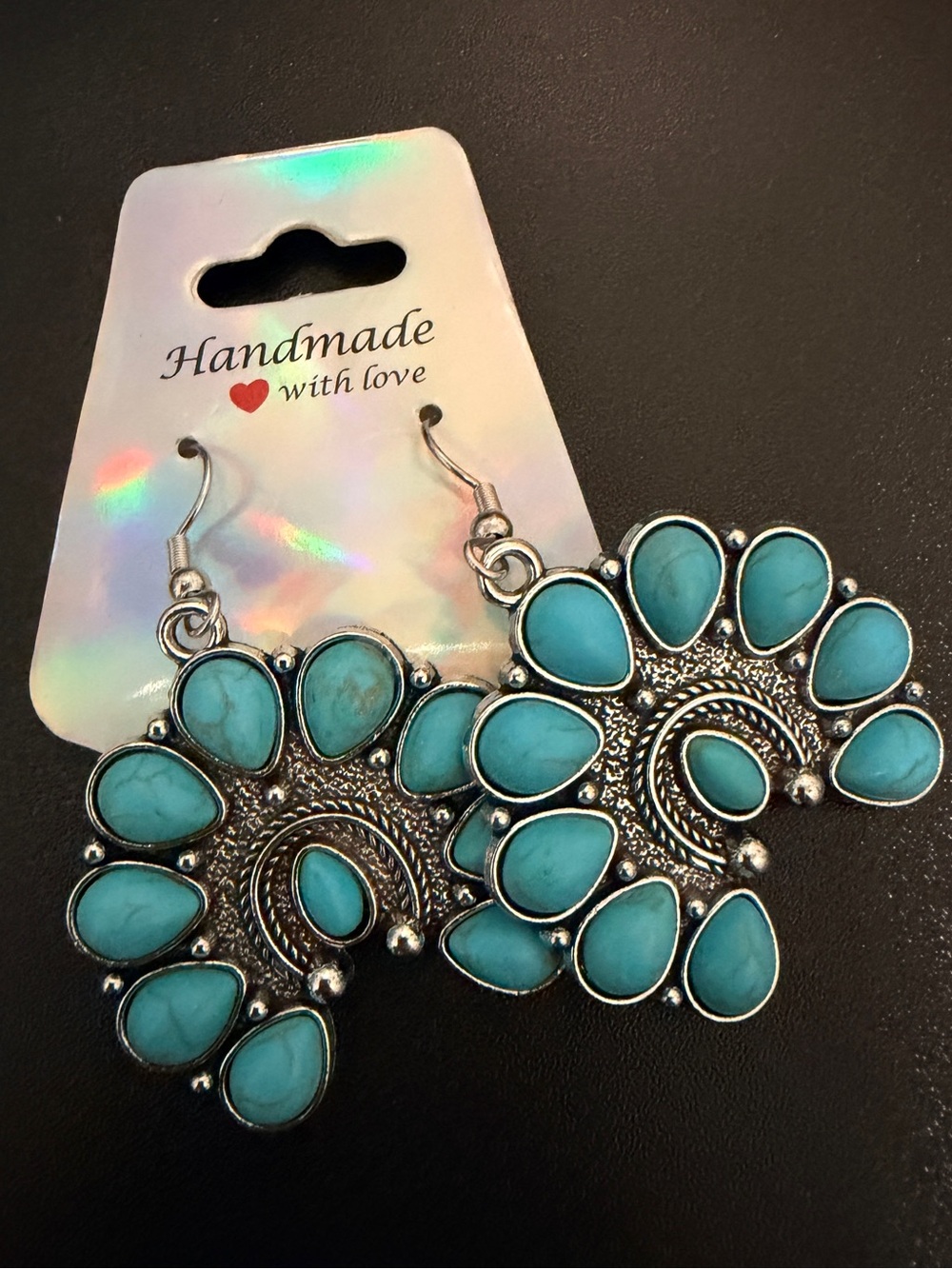 Handmade Turquoise Teardrop Statement Earrings